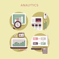 Flat design icon set of analytics elements Royalty Free Stock Photo