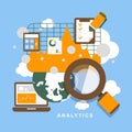 Flat design icon set of analytics elements Royalty Free Stock Photo
