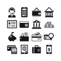 Black and white finance and business icon set for use in infographics, websites or presentations. Royalty Free Stock Photo