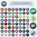 Flat Design Icons For Food and Drinks Royalty Free Stock Photo