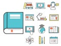 Flat design icons online education