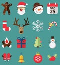 Flat design of icons set for Christmas. Royalty Free Stock Photo