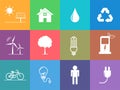 Flat design icons set of sustainable energy and Ecology concept Royalty Free Stock Photo