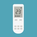 Flat design illustration of air conditioner remote control with display and buttons, vector