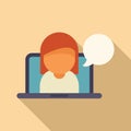 Flat design illustration of person on a laptop screen with speech bubble Royalty Free Stock Photo