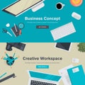 Flat design illustration concepts for business and creative workspace Royalty Free Stock Photo