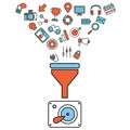 Flat design illustration concepts for creative process, big data filter, data tunnel, analysis concept