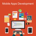 Flat design illustration concepts for mobile apps development or programming. Royalty Free Stock Photo