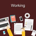 Flat design illustration concepts for working, study hard, management, career, brainstorming, finance, working, analysis.