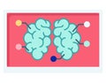 Flat design illustration depicting two brains connected by lines. Conceptual graphics