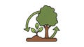 Tree Growth Cycle and Reforestation Icon Royalty Free Stock Photo