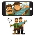 flat design illustration with fisher and hunter and self