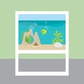 Flat design illustration of furniture with aquarium and fish wit Royalty Free Stock Photo