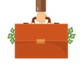 Flat design illustration. Hand carrying briefcase. Royalty Free Stock Photo