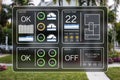 Flat design illustration of a home automation dashboard to control home appliances