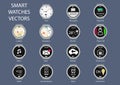 Flat design illustration icons of smart watch clock faces Royalty Free Stock Photo