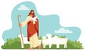 Jesus the Good Shepherd on White