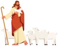 Jesus the Good Shepherd on White