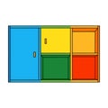 Modern Cabinet with Colorful Compartments Royalty Free Stock Photo