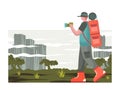 backpacker illustration nature explorer flat design