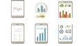Mobile devices displaying financial data Royalty Free Stock Photo