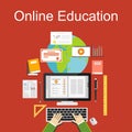 Flat design illustration of online education