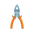Flat design illustration of open combination pliers with orange handles for gripping and cutting Royalty Free Stock Photo