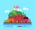 Flat design illustration of summer European