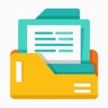 Yellow folder with teal documents and orange accents Royalty Free Stock Photo