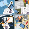 Flat design of Image of office space and objects.