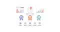 Flat Design Infographic Elements: Data Charts, Achievement Badges, and Learning Modules Royalty Free Stock Photo