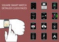 Flat design infographic with smart watch icons.
