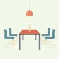 Flat Design Interior Dining Room Vector Illustration