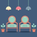 Flat Design Interior Vintage Chairs