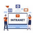 Flat design of intranet internet network connection