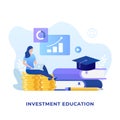 Flat design of investment education concept