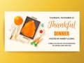 Flat design invitation card for Thanksgiving dinner.