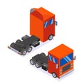 Flat design Isometric Tractor Unit. Truck Car without trailer. Vector