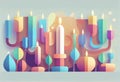 Flat design Jewish holiday Hanukkah lights symbol illustration AI-Generated