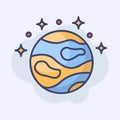 Jupiter outer space planets and stars icon Vector Premium