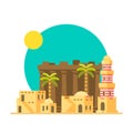 Flat design of Karnak ruins in Egypt Royalty Free Stock Photo