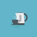 Coffee Time Illustration. White Kettle and Black Coffee Cup Royalty Free Stock Photo