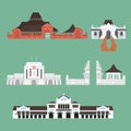 The flat design of the Landmarks of Cirebon City, Java, Indonesia