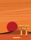 Flat design landscape of Japan illustration vector