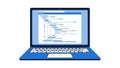 Flat design laptop vector displaying code editor interface on screen showing strings HTML code with syntax Royalty Free Stock Photo