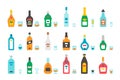 Flat design liquor bottles and glasses