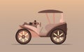 Flat design loco with brown classic car