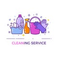 Flat design logo for cleaning service isolated on white.