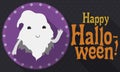 Cute Ghost Saluting at You During Halloween, Vector Illustration