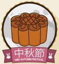 Delicious Mooncake in Button like Full Moon for Mid-Autumn Festival, Vector Illustration